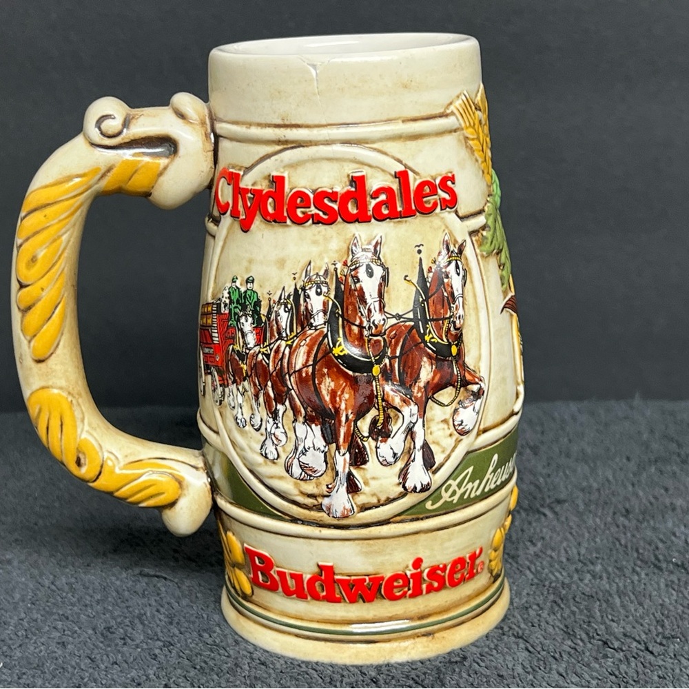 BUDWEISER Beer Stein Mug B Series Clydesdale Town Ceramarte Brazil